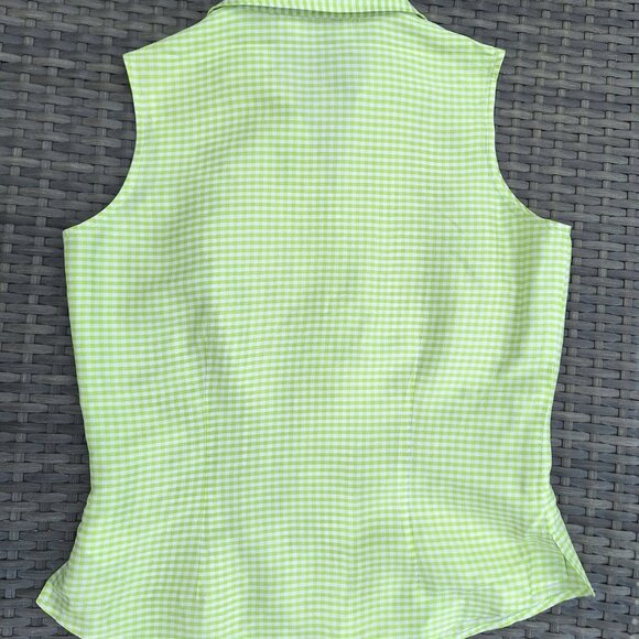 Laura Petite 100% Silk Collar Sleeveless Top Summer Lime Green - Picture 6 of 15